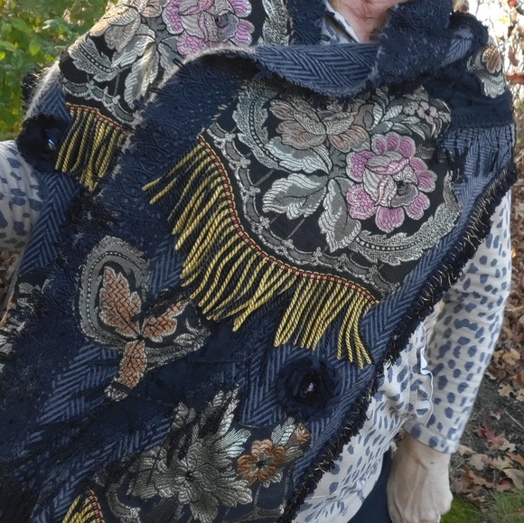 Upcycled Boho Scarf/Wrap - Picture 2 of 16